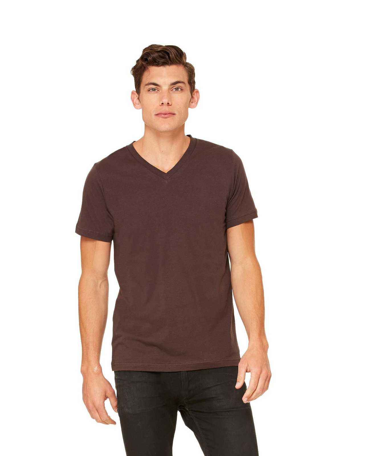 Bella + Canvas 3005 Unisex Jersey Short Sleeve V-Neck Tee - Brown - HIT a Double