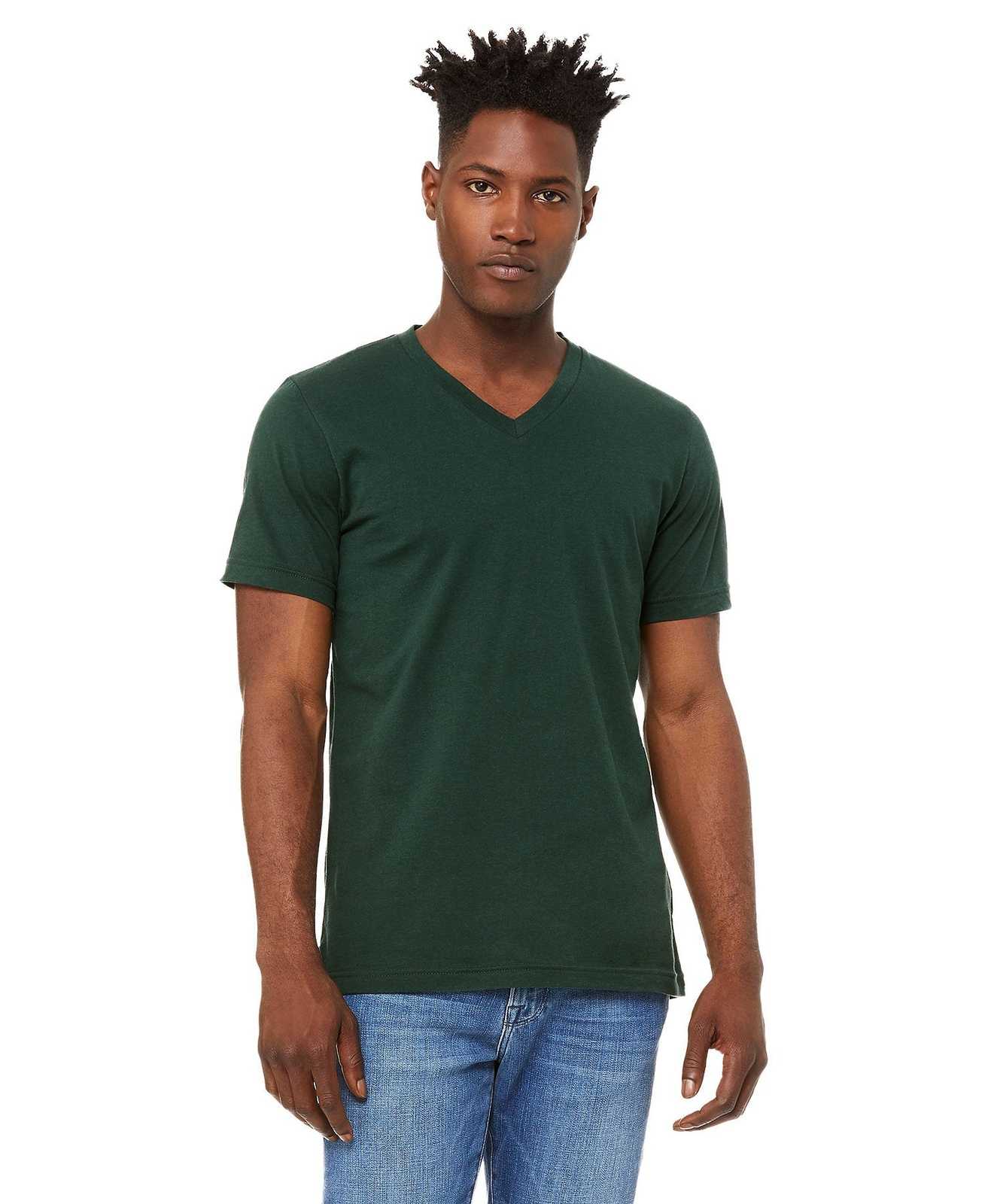 Bella + Canvas 3005 Unisex Jersey Short Sleeve V-Neck Tee - Forest - HIT a Double