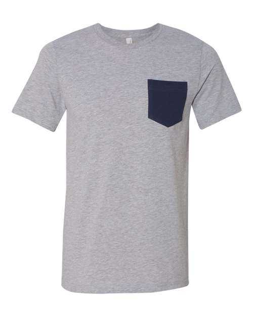 Bella + Canvas 3021 Jersey Pocket Tee - Athletic Heather Navy - HIT a Double