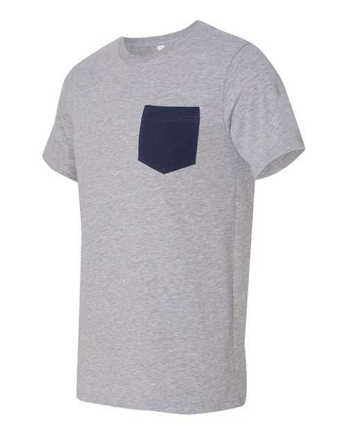 Bella + Canvas 3021 Jersey Pocket Tee - Athletic Heather Navy - HIT a Double