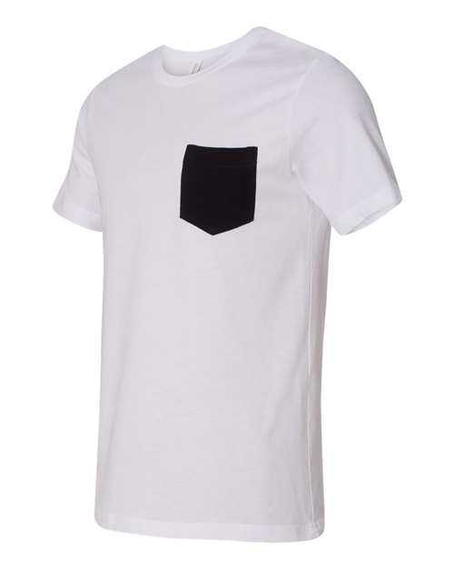 Bella + Canvas 3021 Jersey Pocket Tee - White Black - HIT a Double