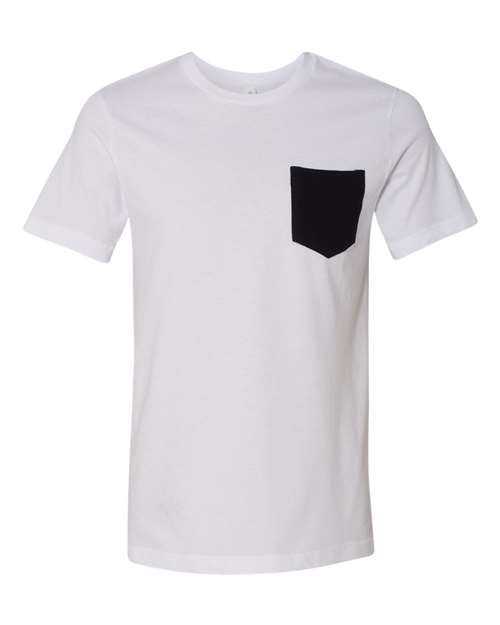 Bella + Canvas 3021 Jersey Pocket Tee - White Black - HIT a Double