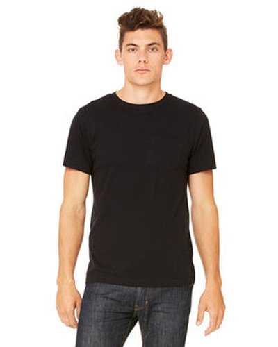 Bella + Canvas 3021 Men's Jersey Short-Sleeve Pocket T-Shirt - Black - HIT a Double