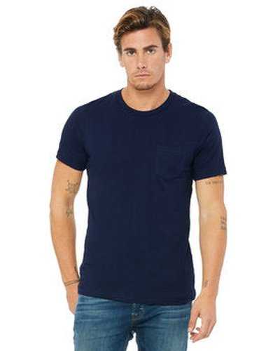 Bella + Canvas 3021 Men's Jersey Short-Sleeve Pocket T-Shirt - Navy - HIT a Double