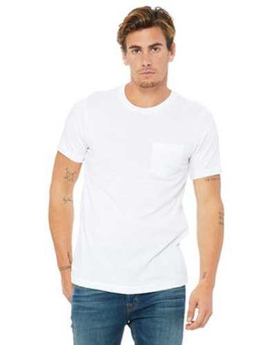 Bella + Canvas 3021 Men&#39;s Jersey Short-Sleeve Pocket T-Shirt - White - HIT a Double
