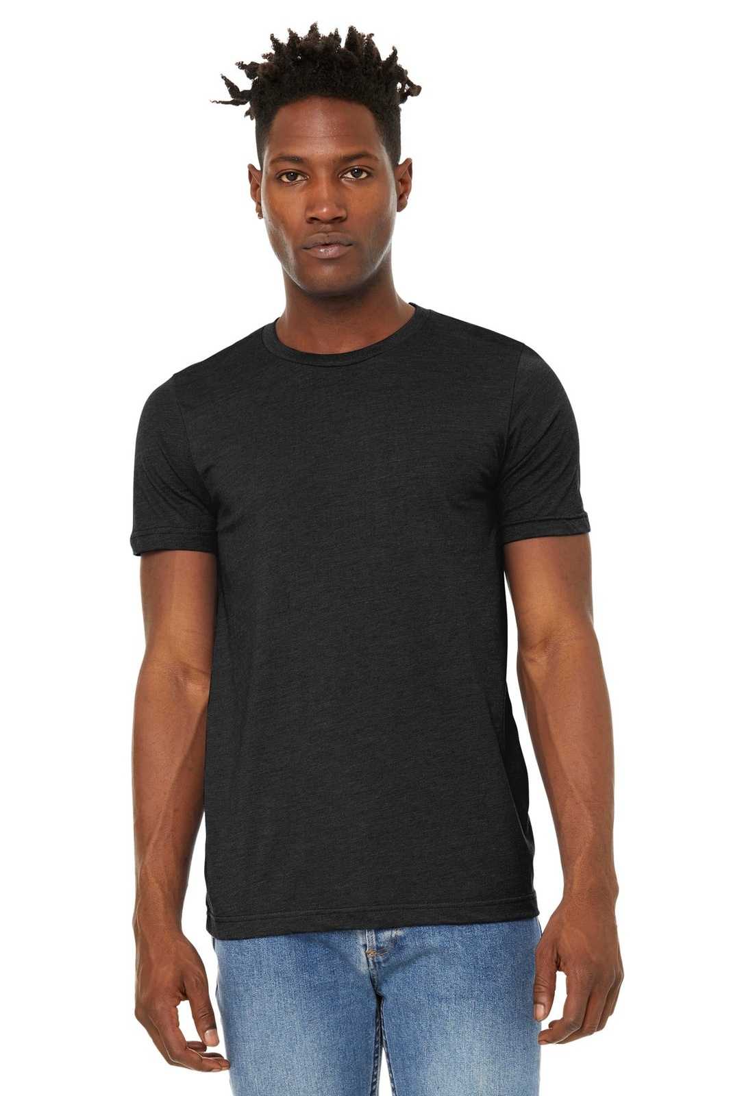 Bella + Canvas 3301 Unisex Sueded Tee - Black Heather - HIT a Double