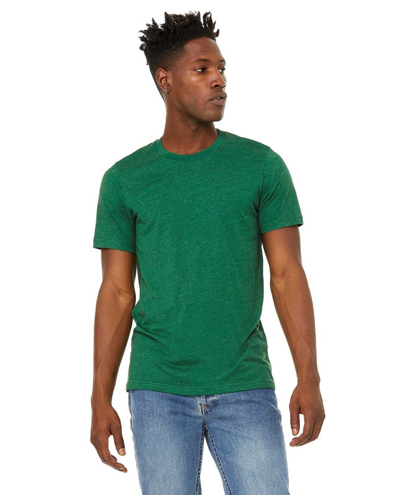 Bella + Canvas 3301 Unisex Sueded Tee - Heather Grass Green - HIT a Double