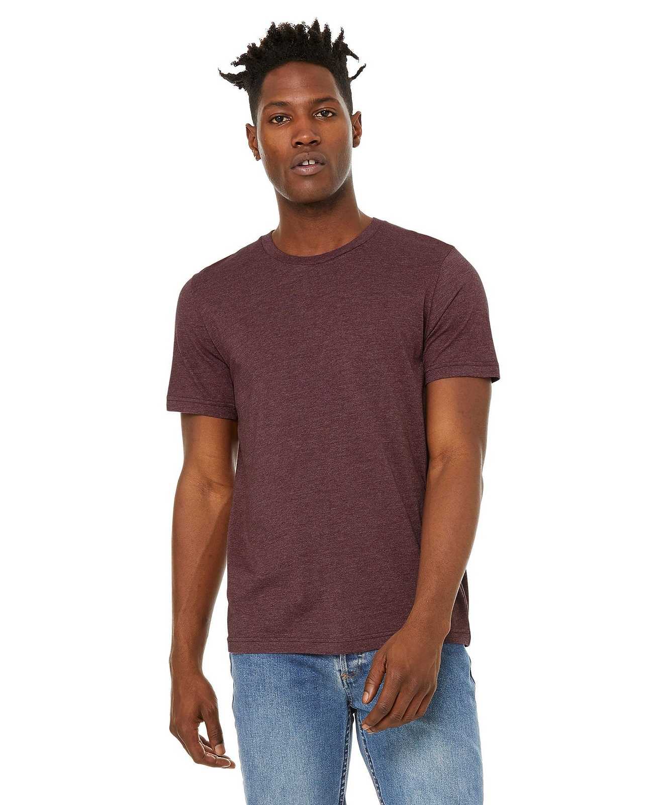 Bella + Canvas 3301 Unisex Sueded Tee - Heather Maroon - HIT a Double
