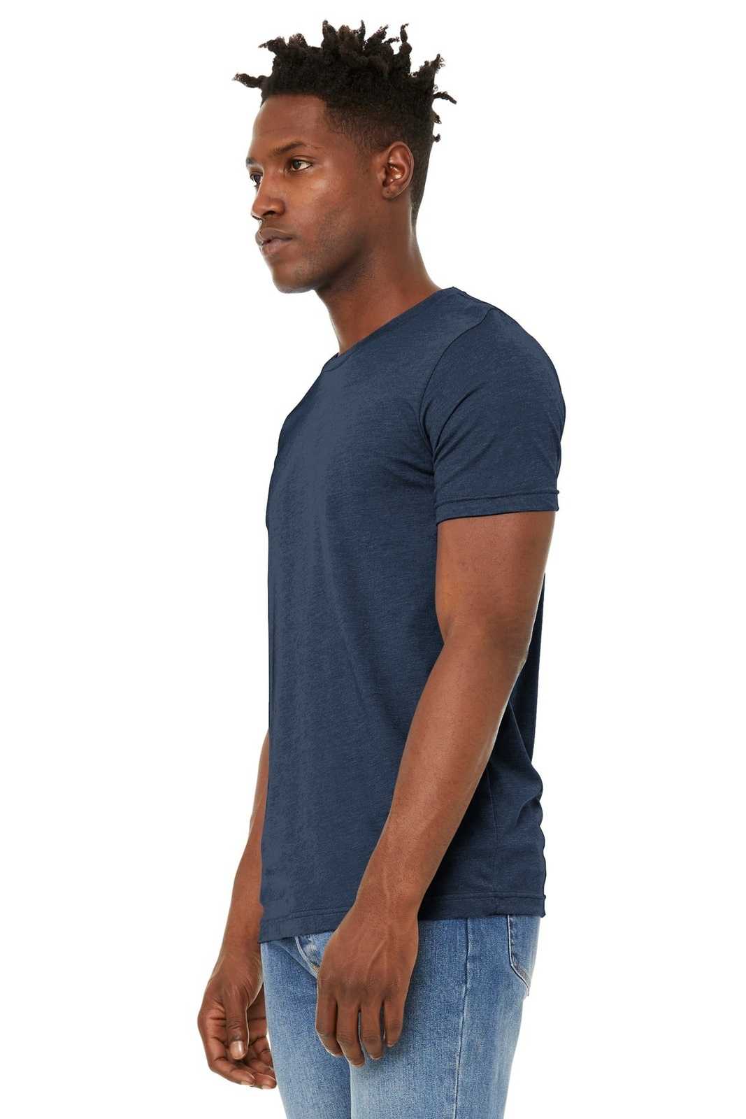Bella + Canvas 3301 Unisex Sueded Tee - Heather Navy - HIT a Double