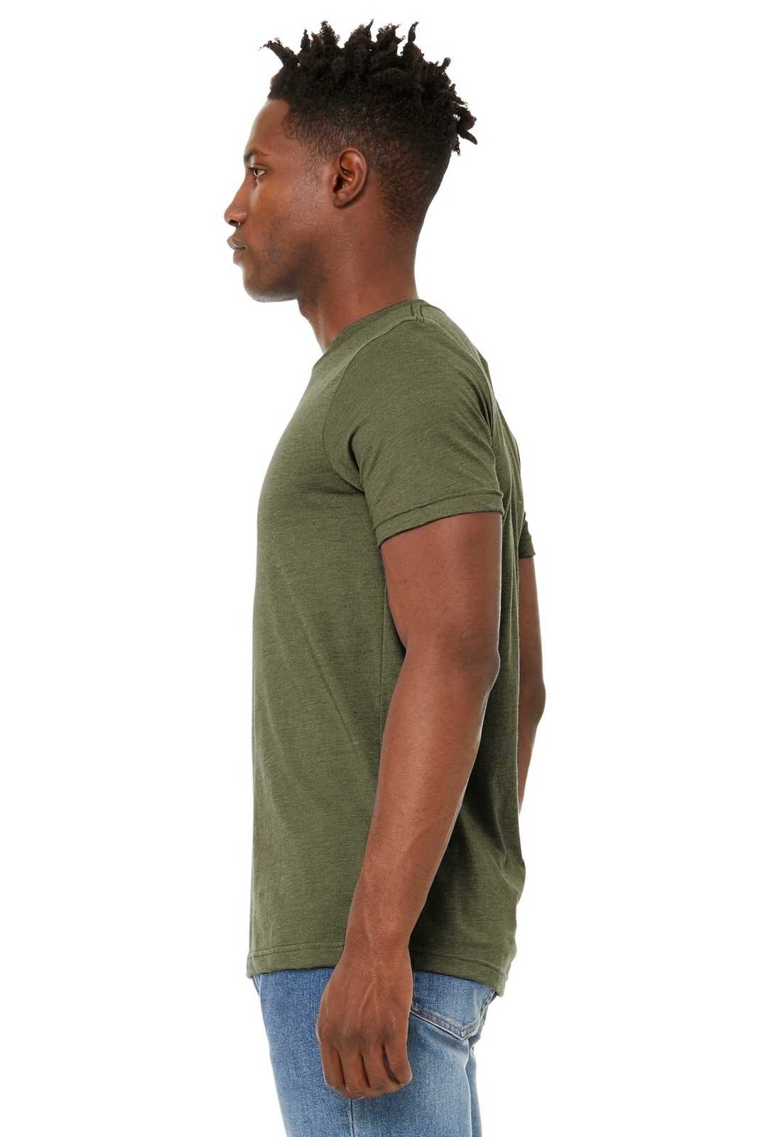 Bella + Canvas 3301 Unisex Sueded Tee - Heather Olive - HIT a Double