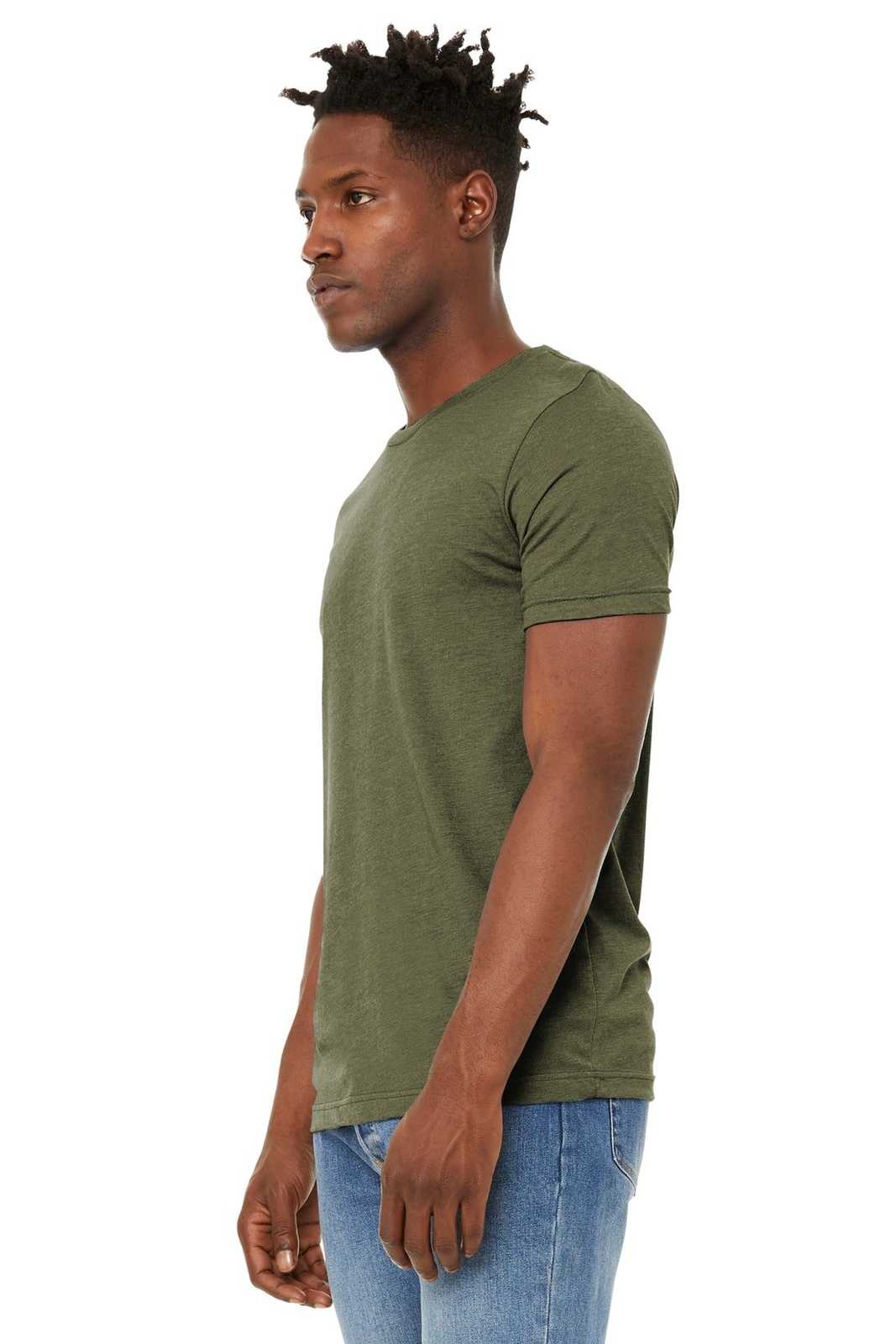 Bella + Canvas 3301 Unisex Sueded Tee - Heather Olive - HIT a Double