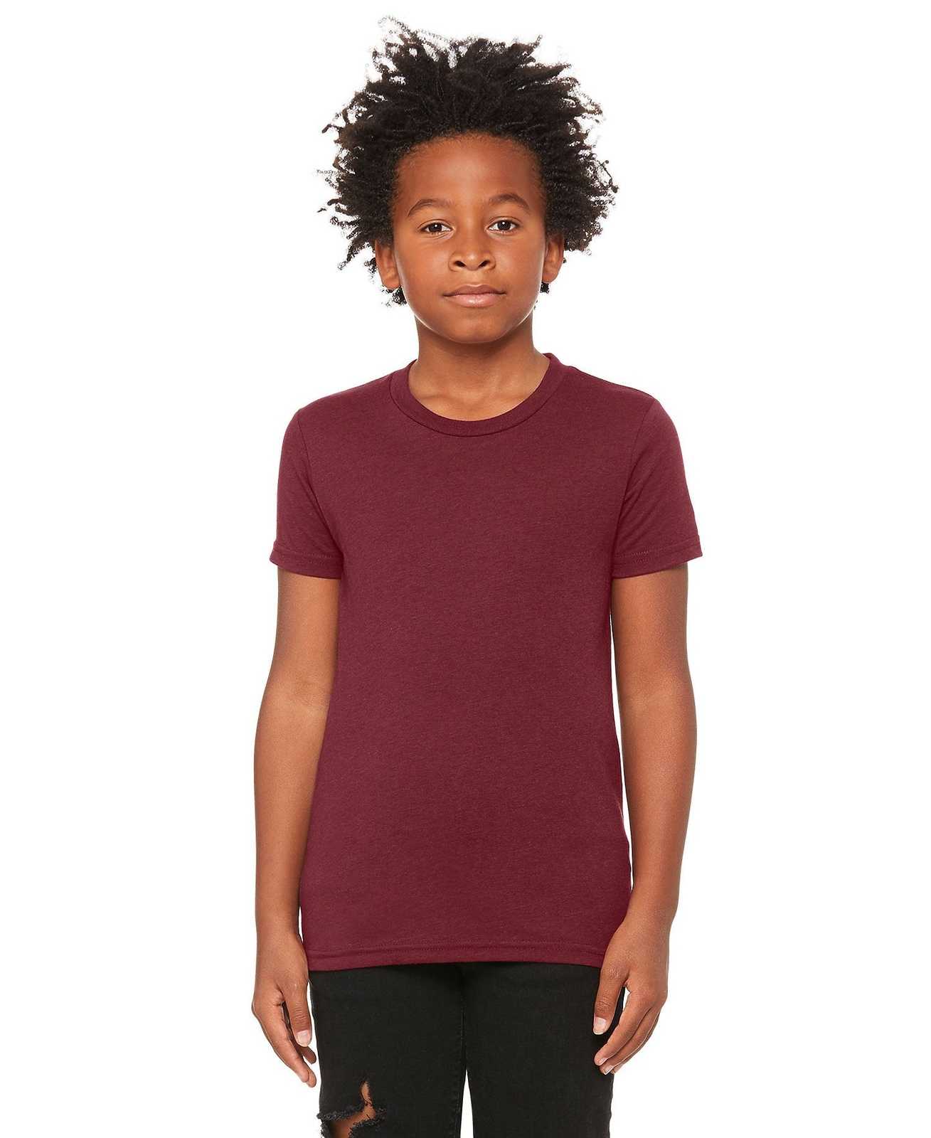 Bella + Canvas 3413Y Youth Triblend Short Sleeve Tee - Maroon Triblend - HIT a Double