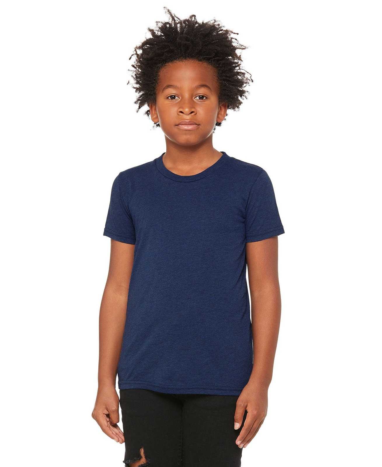 Bella + Canvas 3413Y Youth Triblend Short Sleeve Tee - Navy Triblend - HIT a Double