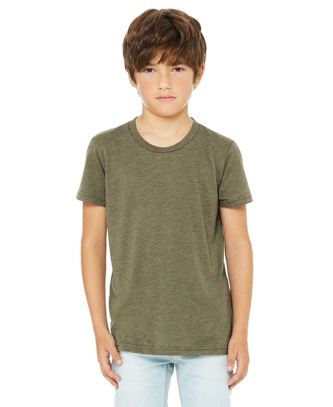 Bella + Canvas 3413Y Youth Triblend Short Sleeve Tee - Olive Triblend - HIT a Double