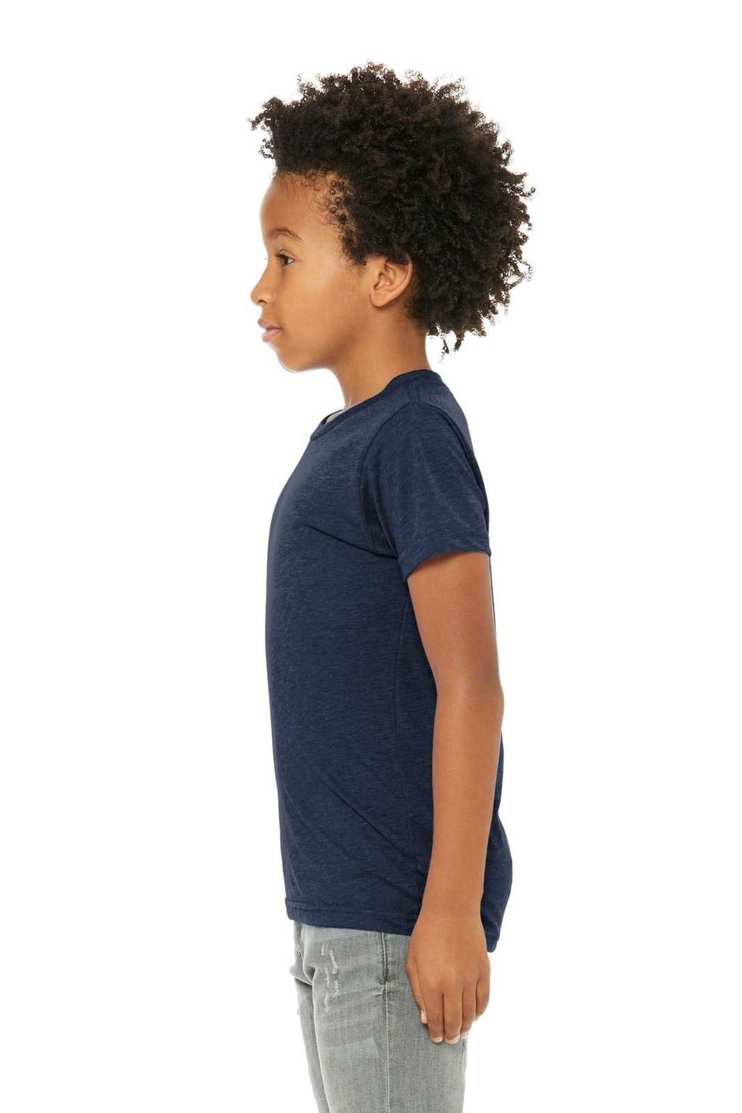 Bella + Canvas 3413Y Youth Triblend Short Sleeve Tee - Solid Navy Triblend - HIT a Double