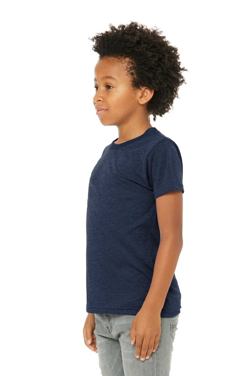 Bella + Canvas 3413Y Youth Triblend Short Sleeve Tee - Solid Navy Triblend - HIT a Double