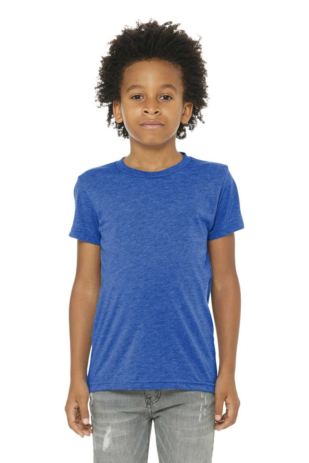 Bella + Canvas 3413Y Youth Triblend Short Sleeve Tee - True Royal Triblend - HIT a Double
