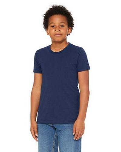 Bella + Canvas 3413Y Youth Triblend Short-Sleeve T-Shirt - Solid Dark Navy Triblend - HIT a Double