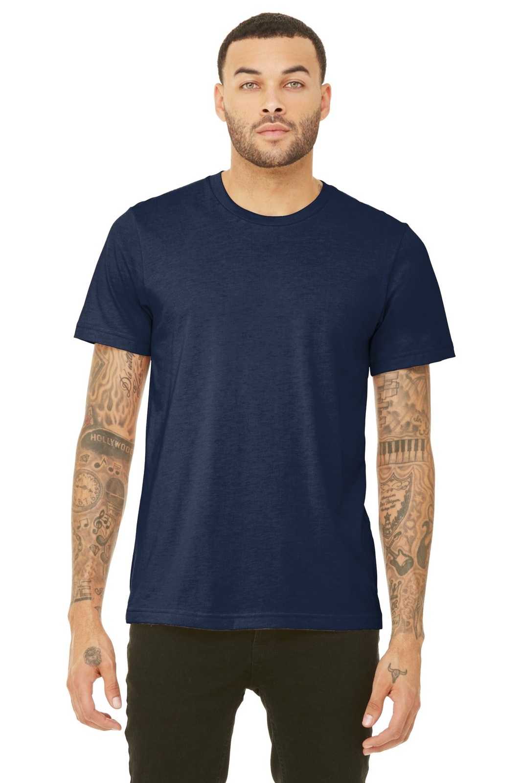 Bella + Canvas 3413 Unisex Triblend Short Sleeve Tee - Solid Navy Triblend - HIT a Double