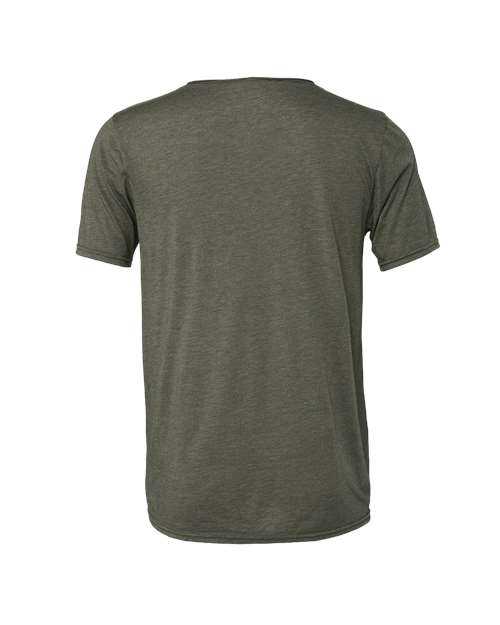Bella + Canvas 3414 FWD Fashion Unisex Triblend Raw Neck Tee - Military Green Triblend - HIT a Double
