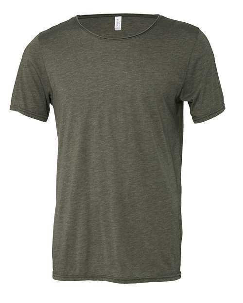 Bella + Canvas 3414 FWD Fashion Unisex Triblend Raw Neck Tee - Military Green Triblend - HIT a Double