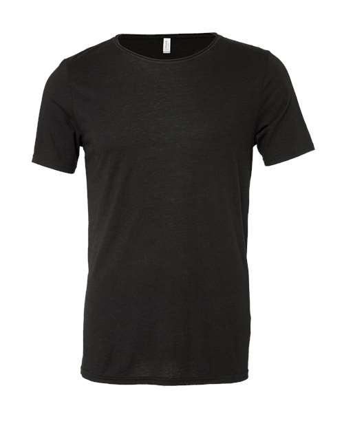 Bella + Canvas 3414 FWD Fashion Unisex Triblend Raw Neck Tee - Solid Black Triblend - HIT a Double