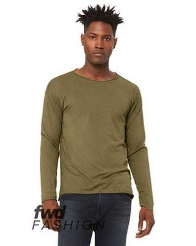 Bella + Canvas 3416C Fwd Fashion Unisex Triblend Raw Neck Long-Sleeve T-Shirt - Olive Triblend - HIT a Double