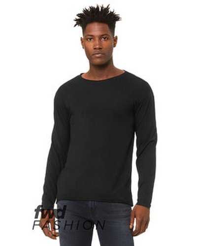 Bella + Canvas 3416C Fwd Fashion Unisex Triblend Raw Neck Long-Sleeve T-Shirt - Solid Black Triblend - HIT a Double
