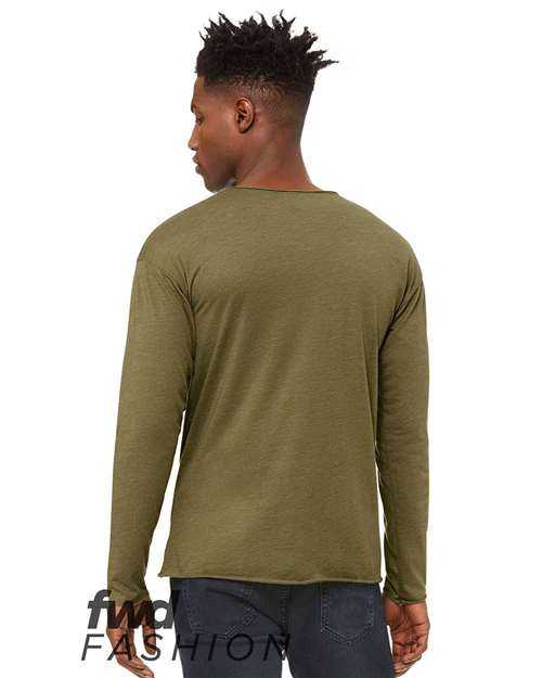Bella + Canvas 3416 FWD Fashion Unisex Triblend Raw Neck Long Sleeve Tee - Olive Triblend - HIT a Double
