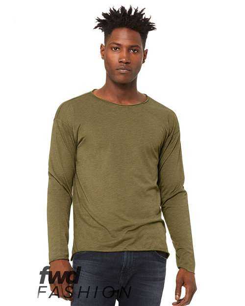 Bella + Canvas 3416 FWD Fashion Unisex Triblend Raw Neck Long Sleeve Tee - Olive Triblend - HIT a Double