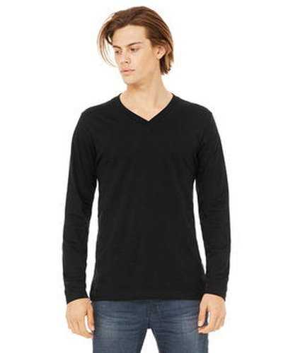 Bella + Canvas 3425 Unisex Jersey Long-Sleeve V-Neck T-Shirt - Black - HIT a Double
