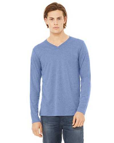 Bella + Canvas 3425 Unisex Jersey Long-Sleeve V-Neck T-Shirt - Blue Triblend - HIT a Double