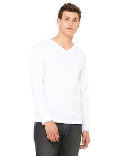 Bella + Canvas 3425 Unisex Jersey Long-Sleeve V-Neck T-Shirt - White - HIT a Double