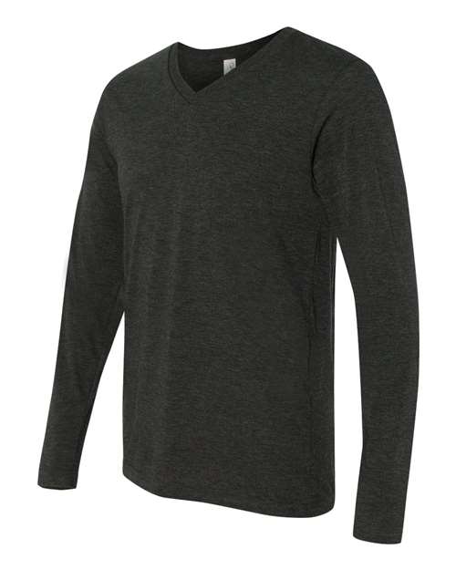 Bella + Canvas 3425 Unisex Long Sleeve V-Neck Tee - Charcoal Black Triblend - HIT a Double