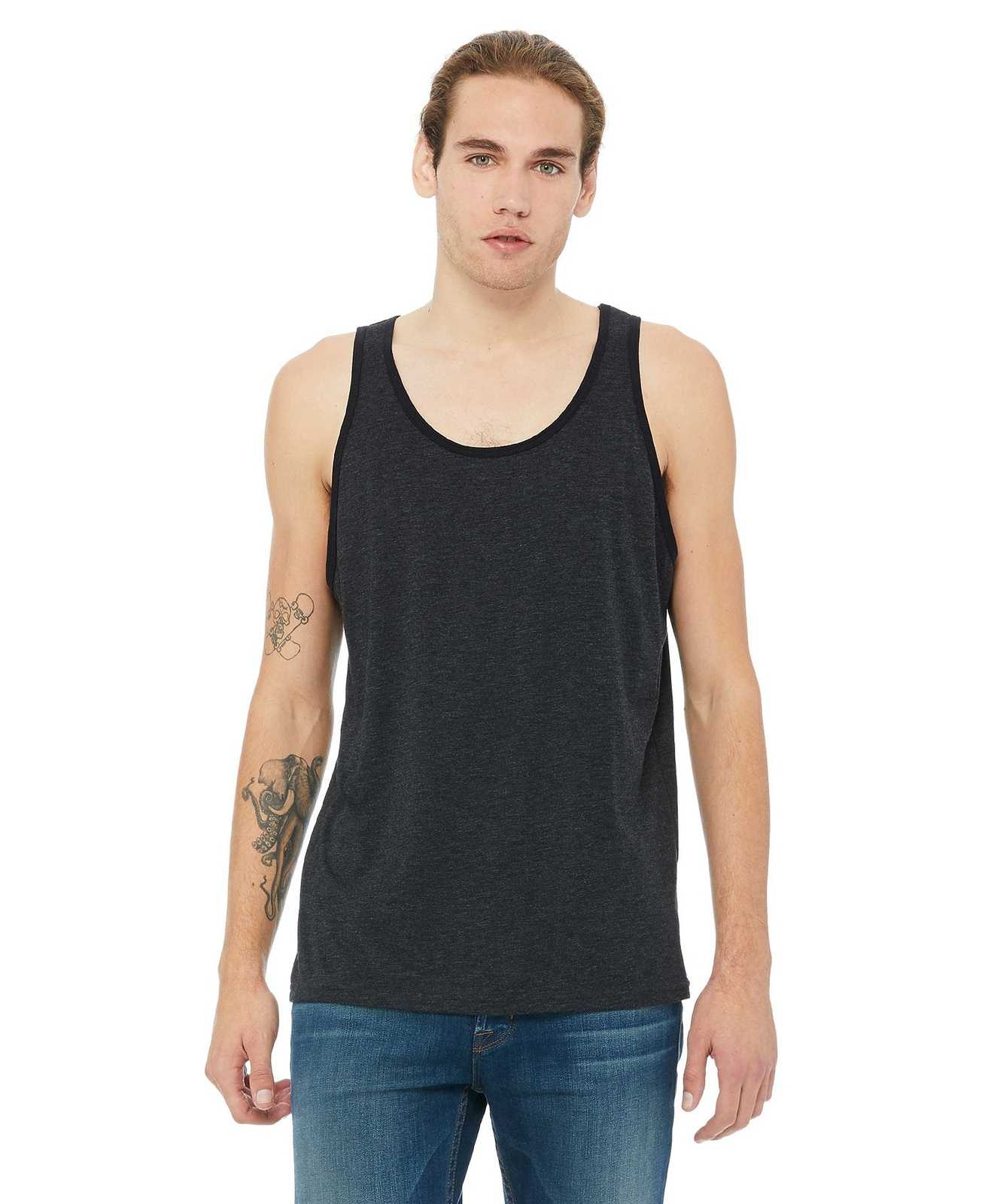 Bella + Canvas 3480 Unisex Jersey Tank - Charcoal Black Solid Black - HIT a Double