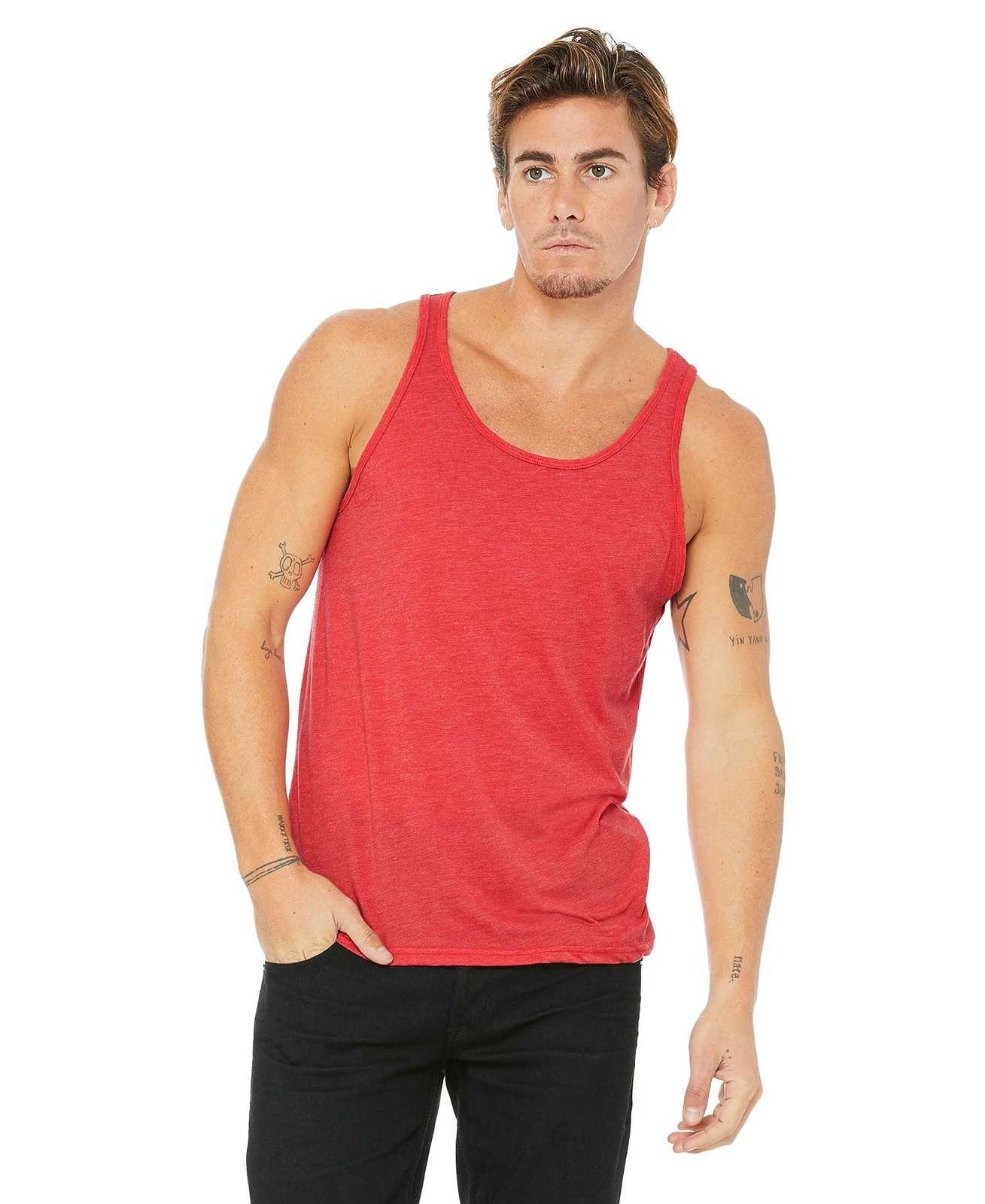 Bella + Canvas 3480 Unisex Jersey Tank - Red Triblend - HIT a Double