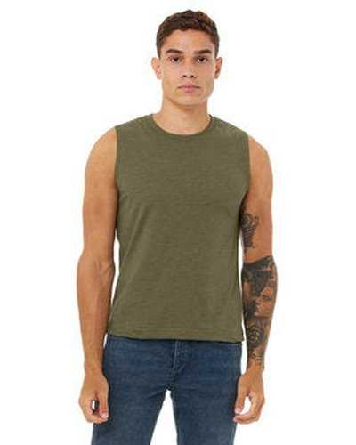 Bella + Canvas 3483 Unisex Jersey Muscle Tank - Heather Olive - HIT a Double