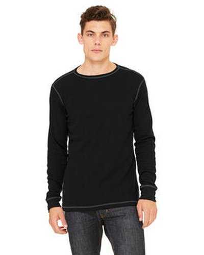 Bella + Canvas 3500 Men&#39;s Thermal Long-Sleeve T-Shirt - Black Gray - HIT a Double