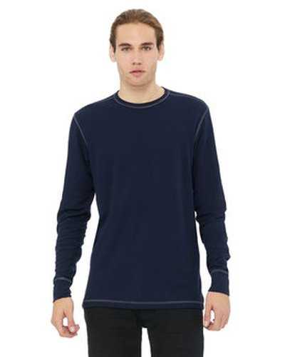 Bella + Canvas 3500 Men&#39;s Thermal Long-Sleeve T-Shirt - Navy Gray - HIT a Double