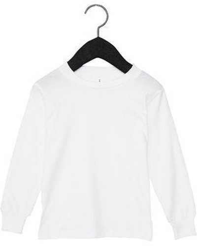 Bella + Canvas 3501T Toddler Jersey Long Sleeve T-Shirt - White - HIT a Double