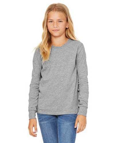 Bella + Canvas 3501Y Youth Jersey Long-Sleeve T-Shirt - Athletic Heather - HIT a Double