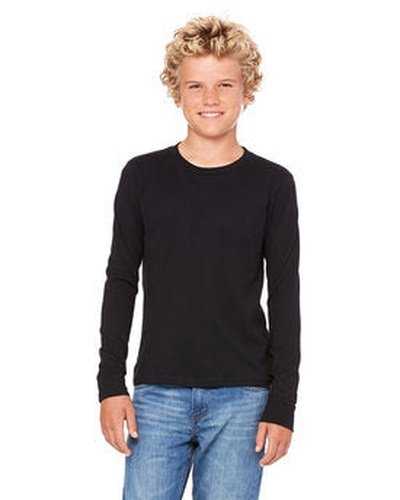 Bella + Canvas 3501Y Youth Jersey Long-Sleeve T-Shirt - Black - HIT a Double