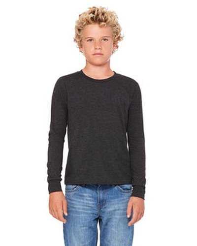 Bella + Canvas 3501Y Youth Jersey Long-Sleeve T-Shirt - Charcoal Black Triblend - HIT a Double