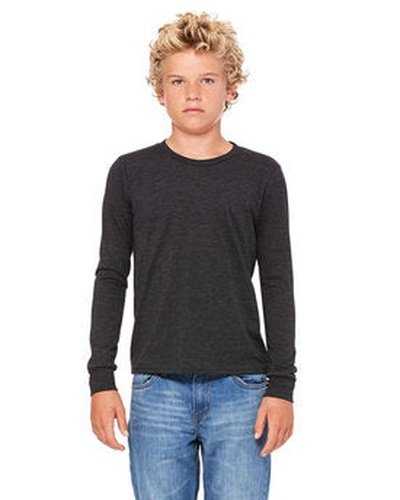 Bella + Canvas 3501Y Youth Jersey Long-Sleeve T-Shirt - Dark Gray Heather - HIT a Double