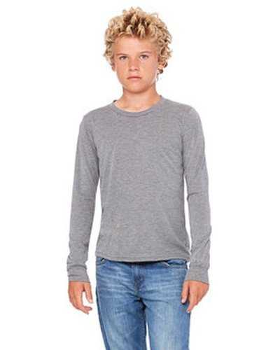 Bella + Canvas 3501Y Youth Jersey Long-Sleeve T-Shirt - Gray Triblend - HIT a Double