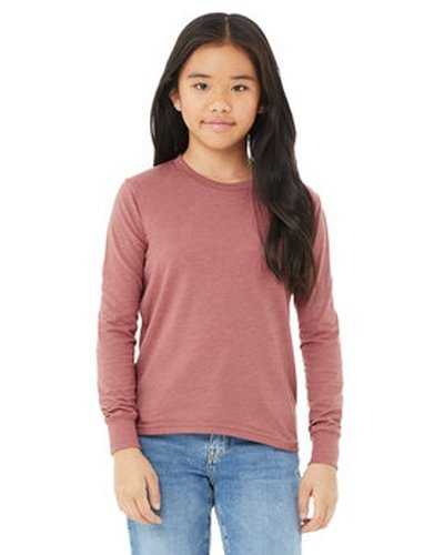 Bella + Canvas 3501Y Youth Jersey Long-Sleeve T-Shirt - Heather Mauve - HIT a Double