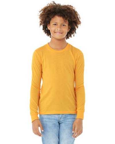 Bella + Canvas 3501Y Youth Jersey Long-Sleeve T-Shirt - Heather Yllow Gold - HIT a Double