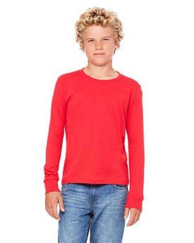 Bella + Canvas 3501Y Youth Jersey Long-Sleeve T-Shirt - Red - HIT a Double