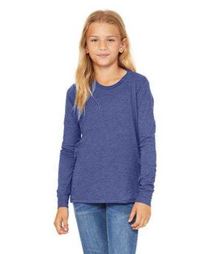 Bella + Canvas 3501Y Youth Jersey Long-Sleeve T-Shirt - True Royal Triblend - HIT a Double