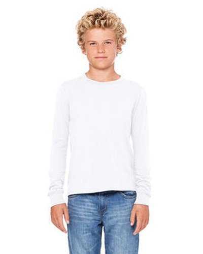 Bella + Canvas 3501Y Youth Jersey Long-Sleeve T-Shirt - White - HIT a Double